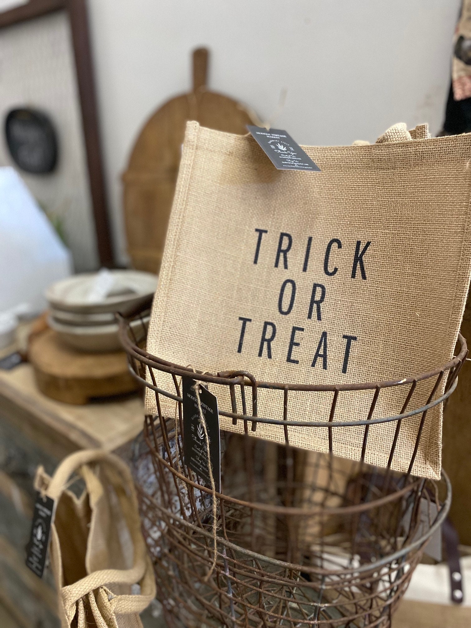 Halloween Tote Bag Trick or Treat Bag Jack O Lantern Bag Childs Bag Halloween Bag Harvest Bag Jute Tote Sale Jute Tote Bag