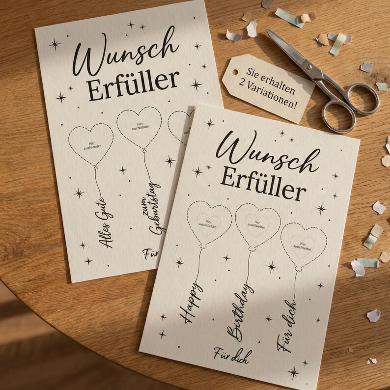 Wunscherfüller Geldgeschenk Geburtstag Vorlage | Geld verpacken Basteln | Last Minute Geschenk Frau Freundin | PDF Download A4 image 7