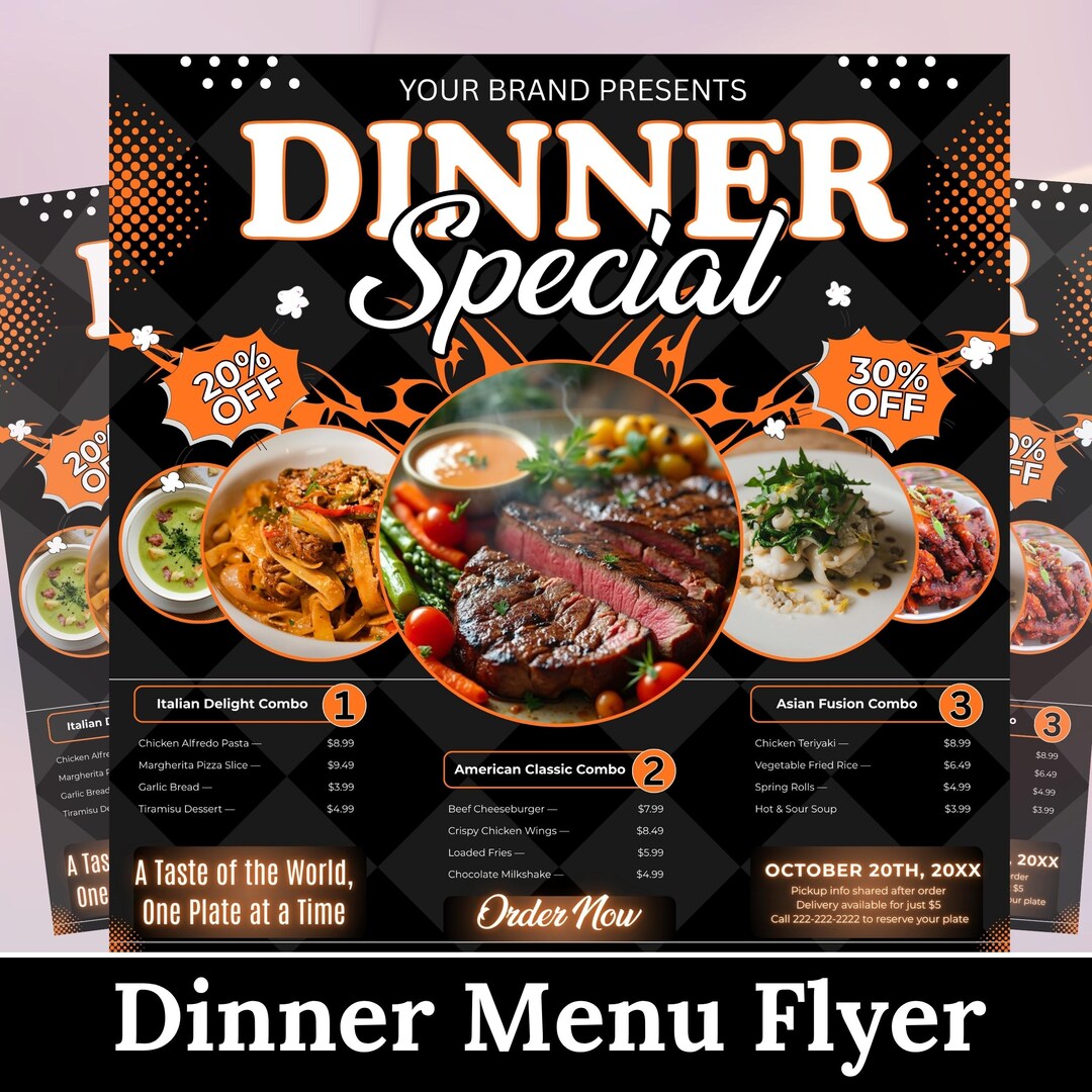 Editable Restaurant Dinner Specials Flyer Canva Template, Food Menu ...