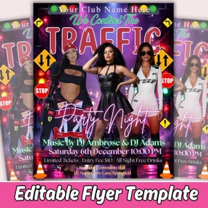 Plantilla de folleto para fiesta de tráfico, folleto editable para evento nocturno en discoteca, póster para fiesta de Instagram con temática de semáforo en Canva