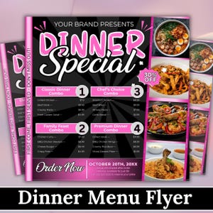Editable Dinner Special Flyer Canva Template, Printable Sunday Restaurant Promo Menu, Food Business Digital Download