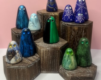 Oh, sheet! Handmade ghost ornaments - Blues & greens