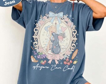 Retro Coquette Bow Disney Ratatouille Remy PNG, Anyone Can Cook Quote, Paris France Gusteau’s Design, Girly Disney Fan
