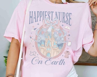 Happiest Nurse On Earth Png, Disney Castle Png , Coquette Bow Nurse Png, Disney Castle Coquette Bow, Medical Week Gift Idea For Nurse