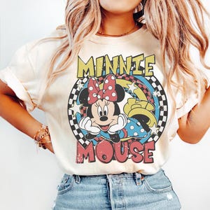 Retro Minnie Mouse png, Musse Pigg png, Mus png, Barntröja png design, Rutig png, Födelsedags-T-shirt png, Liten flicka png, Rolig Minnie Mouse png bild 2