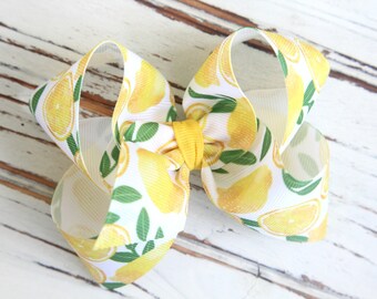 Lemon lime fabric bow lemon headband