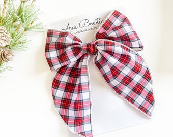 Christmas Plaid Hair Bow- Christmas Plaid Bow - Christmas Hair Clip - Christmas Plaid Bow - Christmas Bow Hair Clip - Girls Christmas Bow