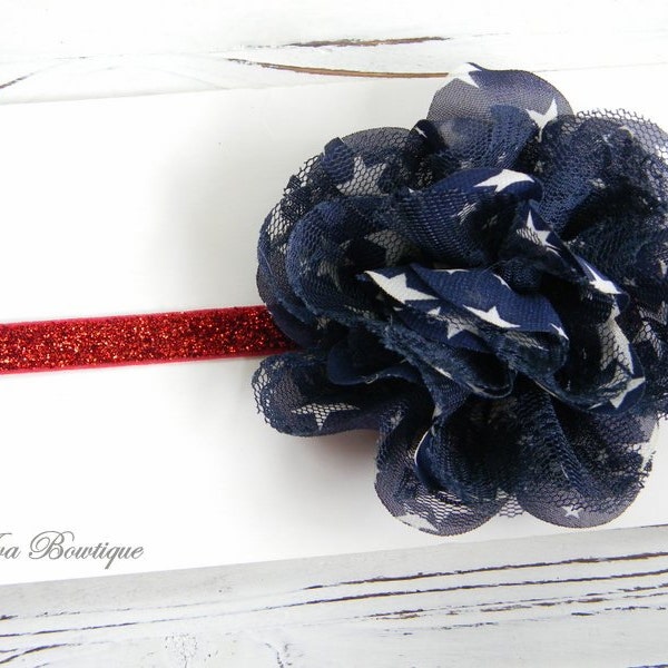 Fourth of July Headband - Lace Chiffon Headband - 4th of July Headband - Baby 4th of July Headband