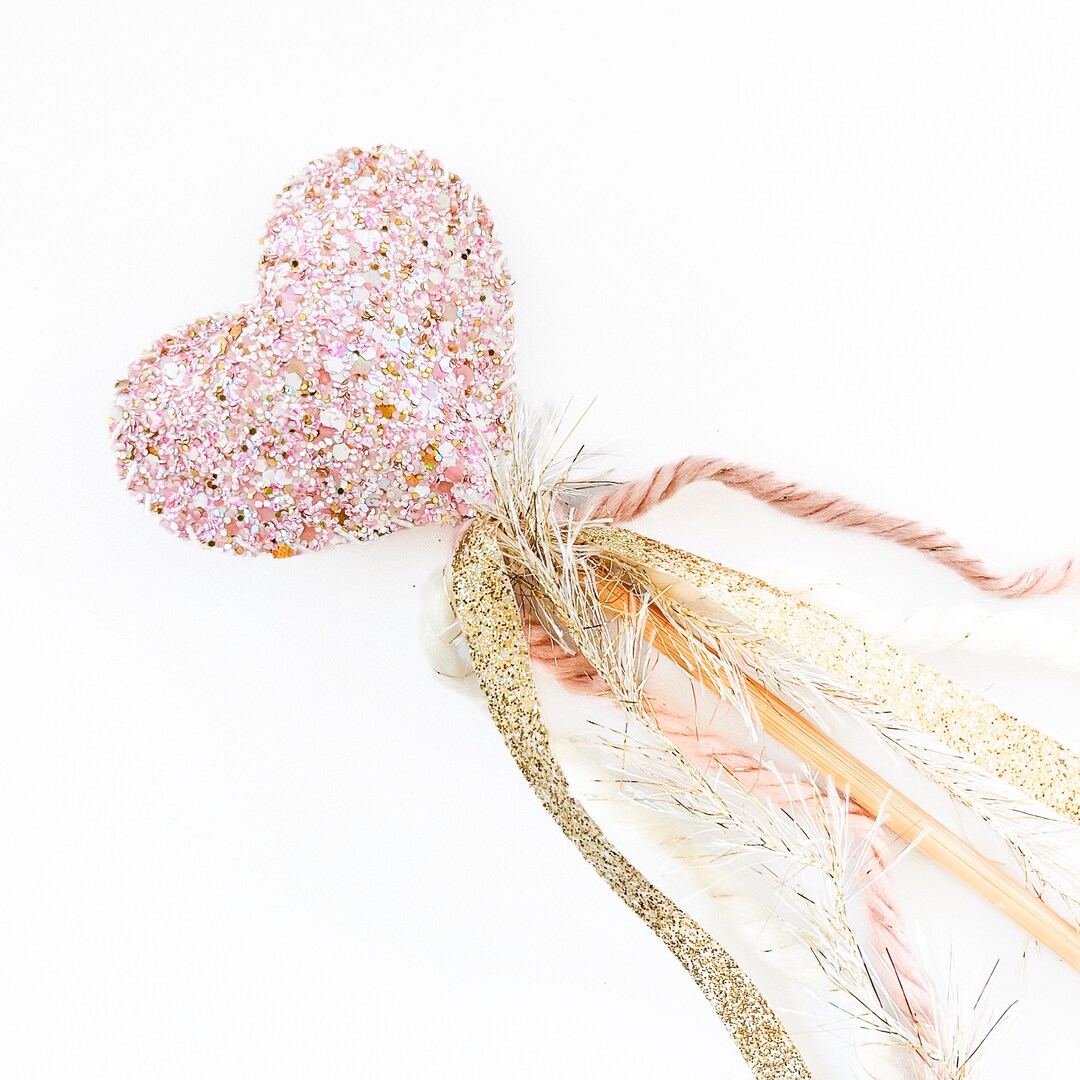 Glitter Heart Wand Sparkle Heart Wand Princess Wand Magic Wand Fairy