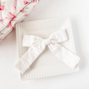 White Eyelet Bow Hair Clip - Girls White Hair Bow - Eyelet Bow  - White Wedding Bow - Easter Hair Bow