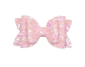 Pink Blossom Hair Bow - Pink Bow Headband - Pink Glitter Bow Headband - Pink Bow Hair Clip - Glitter Bow Headband - Pink Hair Bow