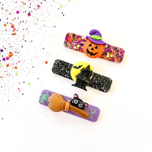Halloween Barrettes - Girls Halloween Hair Clip - Pumpkin Barrette - Girls Halloween Gift