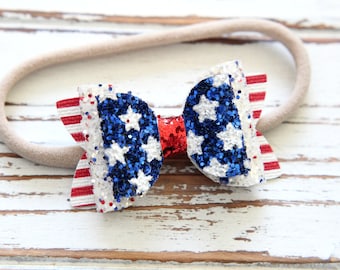 Firecracker Hair Clippie Felt Hair Clip Toddler Barrette Little Girl Bows Hair Accessories Fourth Of July Holiday Bow