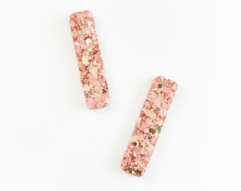 Pink Glitter Hair Clips Girls Barrettes Toddler Hair Accessories Baby Clips Boutique Sparkle Hairpins Birthday Gift Party Favor Photo Prop