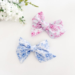 Laço de cabelo de toile rosa - Faixa de cabeça de laço rosa - Grampo de cabelo floral rosa - Faixa de cabeça de Páscoa para bebê