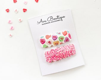 Valentine Snap Clip Set - Valentines Hair Clip - Girls Valentines Snap Clip - Toddler Snap Clips - Girls Valentine Gift - Heart Snap Clip