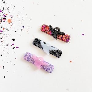 Halloween Glitter Ghost Hair Clip - Girls Halloween Hair Clip - Ghost Hair Clip - Girls Halloween Gift