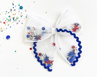 4th of July Shaker Bow Hair Clip - July 4th Bow Hair Clip - Patriotic Bow Barrette