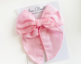 Pink Hair Bow - Pink Hair Bow - Pink Bow Hair Clip - Pink Hair Bow - Pink Hand Tied Bow - Baby Pink Bow