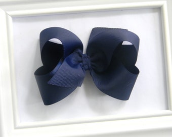 Navy Boutique Hair Bow - Navy Hair Bow - Large Boutique Bow