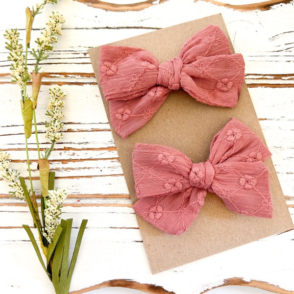 Mauve Pigtail Bows - Mädchen Pigtail Bows - Pink Piggie Bow Set - Kleinkind Piggie Bows - Pink Hair Bows