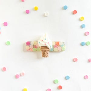 Girls Summer Hair Clip - Ice Cream Barrette - Girls Ice Cream Hair Clip - Girls Hair Clip