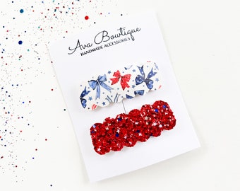 4th of July Snap Clip - July 4th Hair Clip - Set of Snap Clips - Baby Barrettes