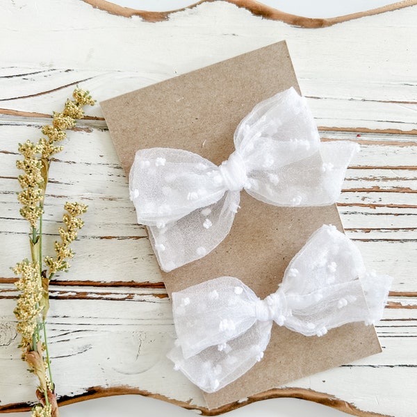 Weiße Zopfschleife Set - Weiße Zopfschleife - Weiße Zopfschleife Set - Mädchen Zopfschleife - Kleinkind Zopfschleife - Weiße Haarschleife