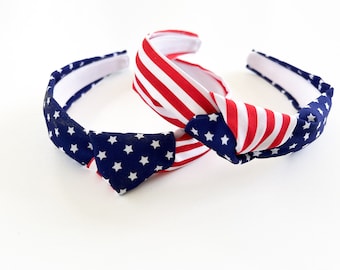 Patriotic Knot Headband Girls July 4th Hair Accessory Americana Ladies Headband Red White Blue Boutique Summer Outfit Gift Idea