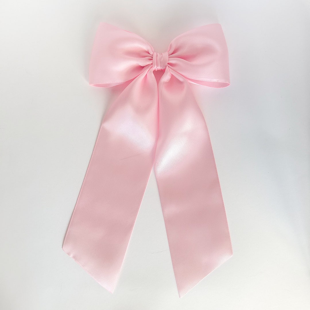 Tulle Long Bow Clip In Rose Pink
