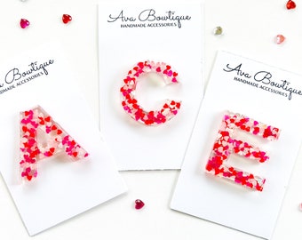 Personalisierte Valentine Haarspange - benutzerdefinierte Haarspange - Buchstabe Haarspange - Mädchen personalisierte Haarspange - benutzerdefinierte Valentine Haarspange