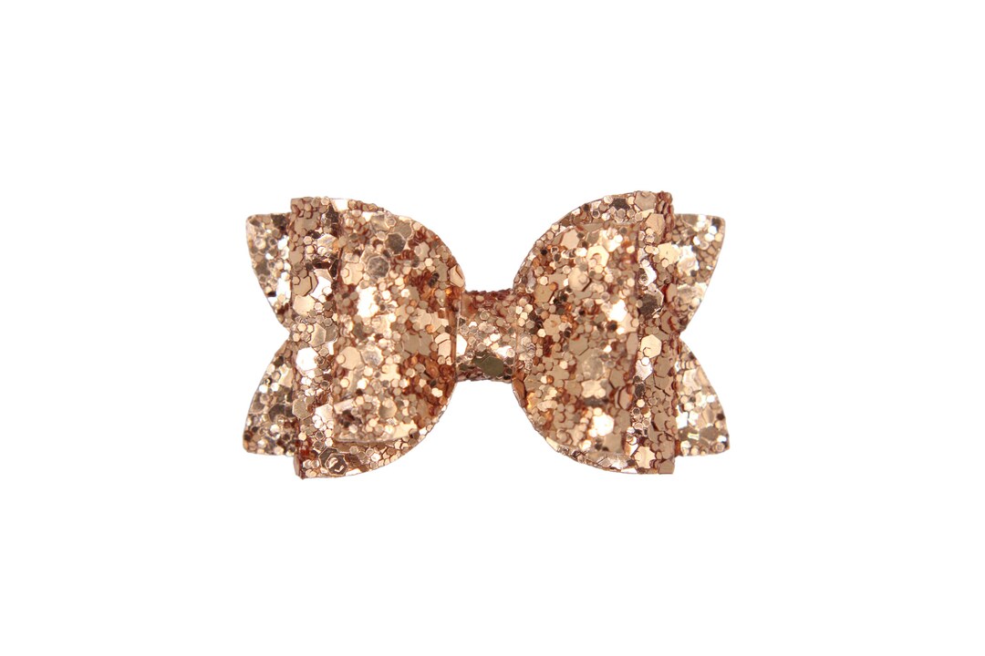 Rose Gold Glitter Hair Bow Rose Gold Bow Hair Clip Glitter Bow Headband