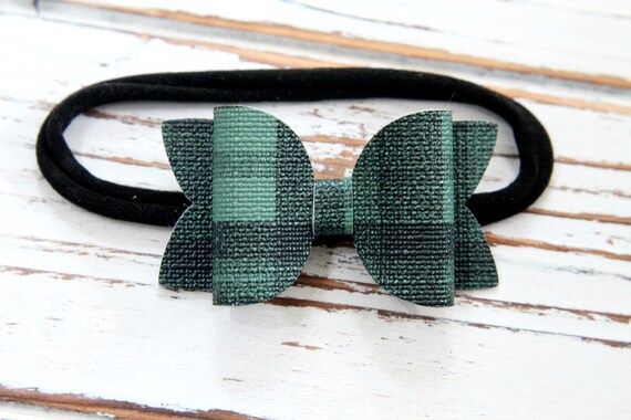 plaid headband with bow