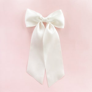 Antique White Satin Bow Hair Clip - Girls Satin Bow - Satin Flower Girl Bow  - Winter White Wedding Hair Bow - Easter Hair Bow