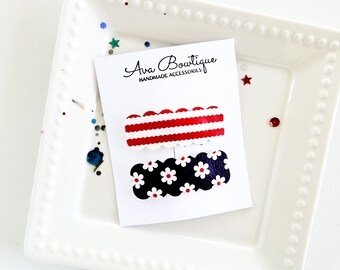 4th of July Snap Clip - July 4th Hair Clip - Set of Snap Clips - Girls USA Barrettes