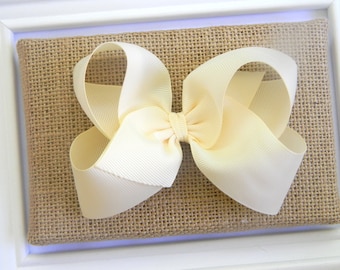 Ivory Boutique Hair Bow - Ivory Hair Bow - Large Ivory Boutique Bow