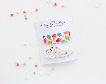 Ice Cream Snap Clip Set - Meisjes Zomer Barrette - Meisjes Snap Clips - Peuter Snap Clips - Verjaardagscadeau voor meisjes