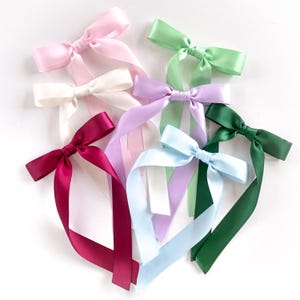 Lange Satinschleife - Mädchen Satinschleife - Satin Blumenmädchen Schleife - Hochzeit Haarschleife - Ostern Haarschleife