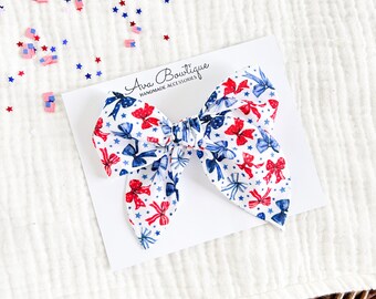 Girls 4th of July Bow - Baby 4th of July Headband - July 4th Hair Bow Barrette