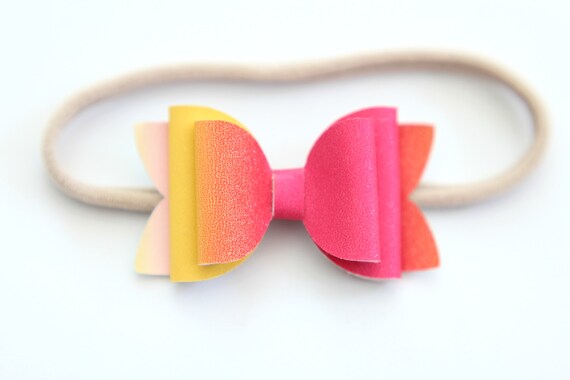 Sunset Rainbow Bow Headband Sunset Rainbow Bow Hair Clip Etsy