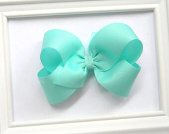 Aqua Boutique Hair Bow - Aqua Hair Bow - Aqua Bow Barrette