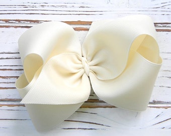 Ivory Boutique Hair Bow - Extra Large Ivory Hair Bow - Extra Large Cream Boutique Bow - Cream Boutique Hair Bow