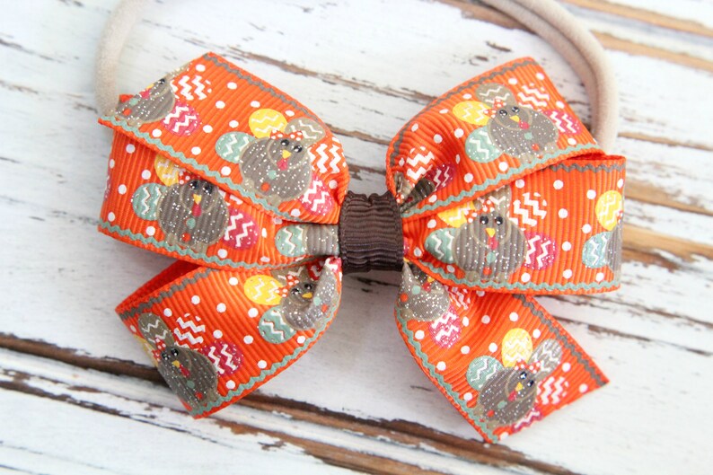 Fall Bow Headband Thanksgiving Bow Headband Turkey Bow Headband Baby Thanksgiving Headband