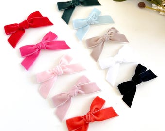 Small Velvet Bow   Velvet Bow Hair Clip or Headband