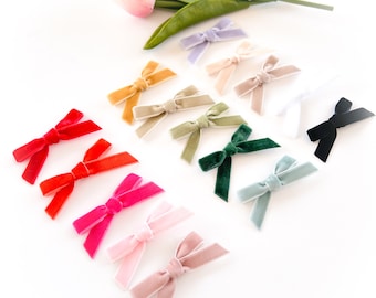 Mini Velvet Bow  - Velvet Bow Hair Clip or Headband