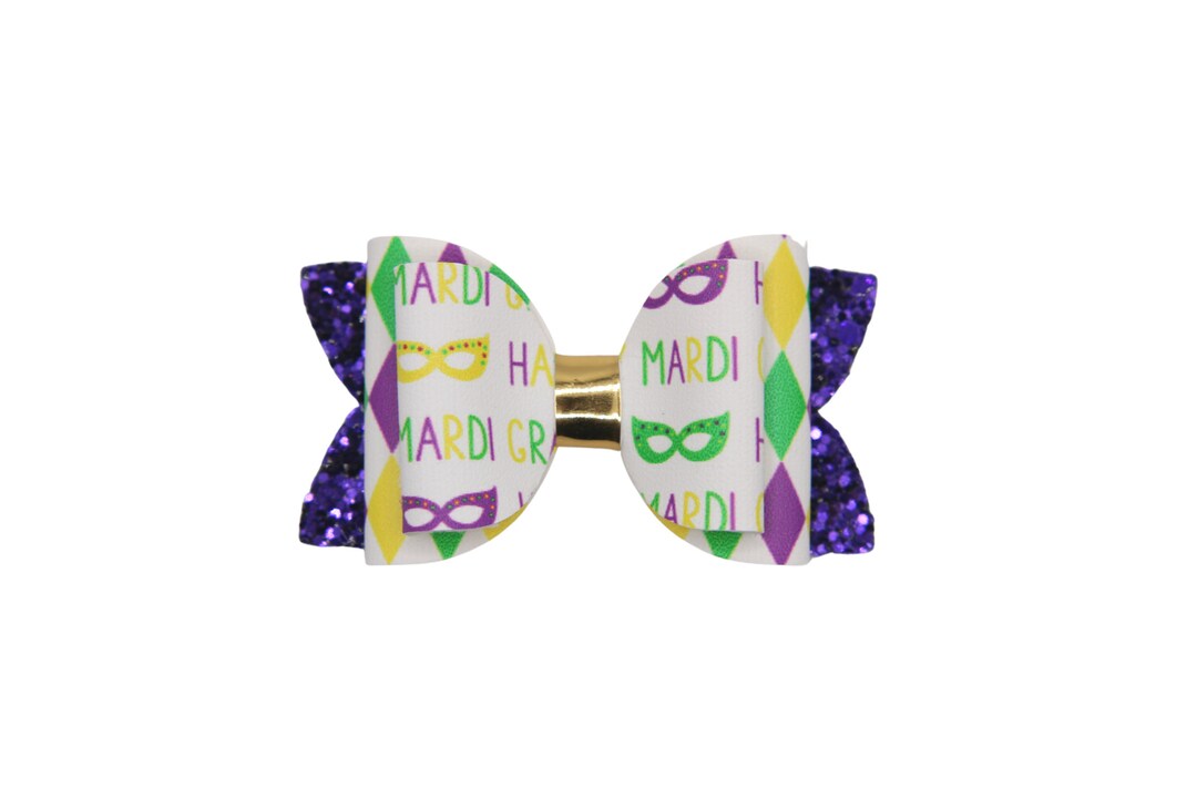 mardi gras hair bow