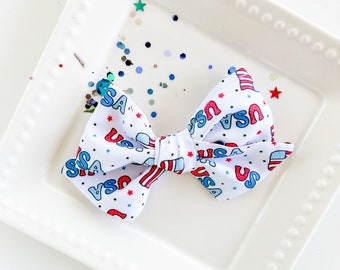 USA Hair Bow Hair Clip - 4th of July Headband for Girls - Independence Day Hair Clip