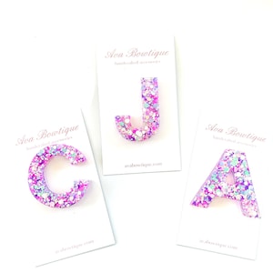 Initial Hair Clip -  Personalized Hair Clip - Letter Hair Clip- Bar Hair Clip - Resin Hair Clip - Custom Hair Clip