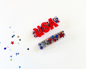 4th of July Hair Clip - July 4th Barrette - Glitter Hair Clip- Hair Accessories - Star Hair Clip