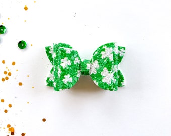 St. Patricks Day Hair Bow - St. Pattys Glitter Hair Bow - St. Patricks Day Hair Bow -Shamrock Headband- Girls St. Patrick's Day Hair Clip